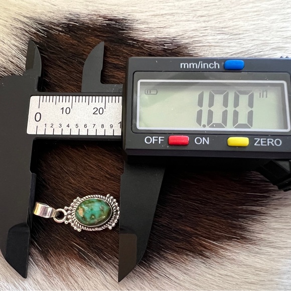 ❤️ Sonoran Gold Turquoise Navajo Style Southwestern Sterling Silver Pendant 1”L - Picture 12 of 14